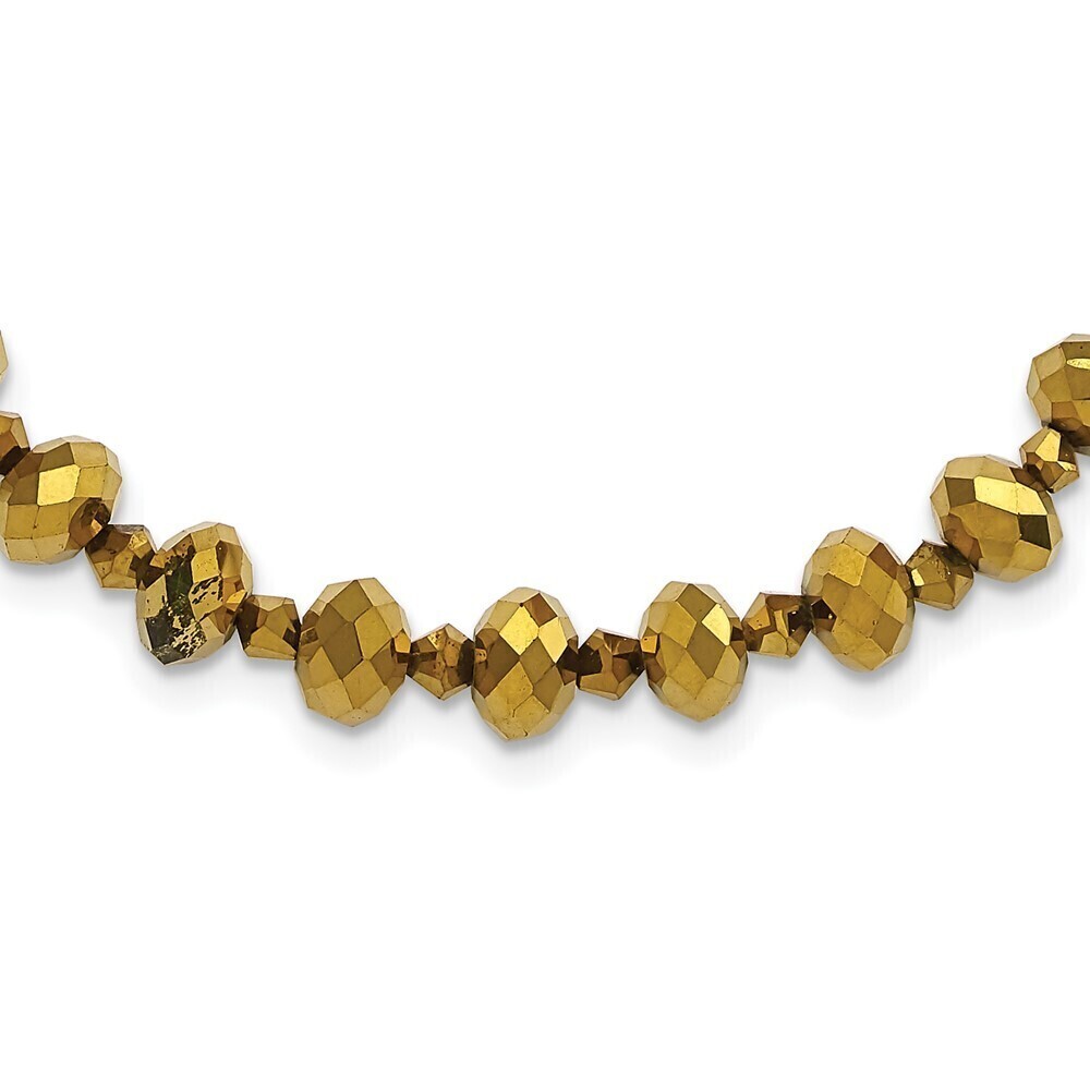 1928 Brass-tone Light Colorado Faceted Glass Beads Adj. 16" Necklace w 2" ext